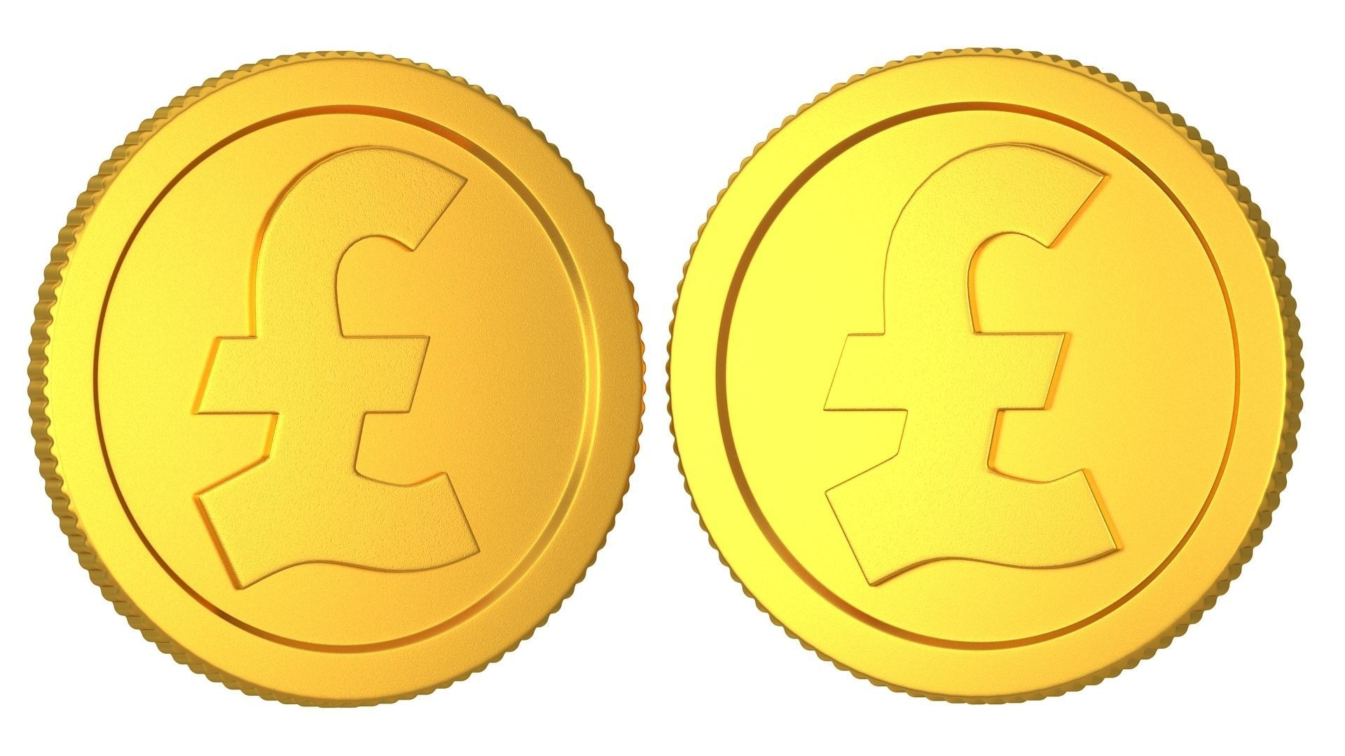 Pound Gold Coin 01 3D model_2