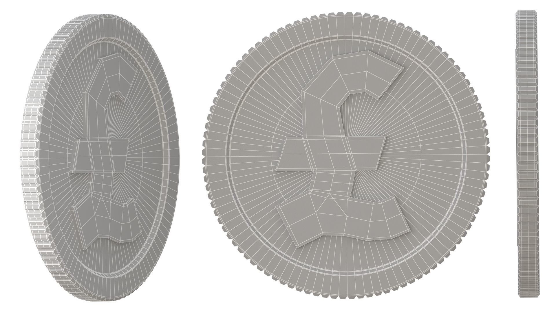Pound Gold Coin 01 3D model_10