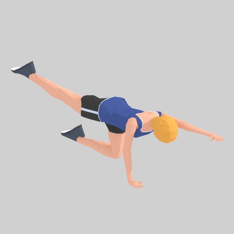 Bug  Exercise Woman Animation Low-poly 3D model_9