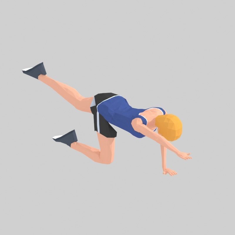 Bug  Exercise Woman Animation Low-poly 3D model_3