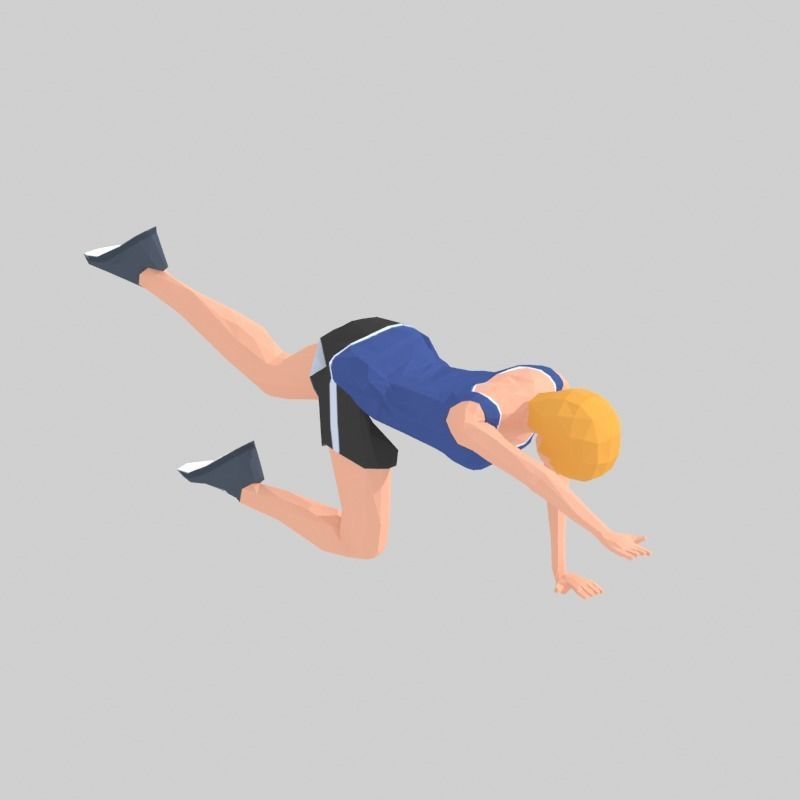 Bug  Exercise Woman Animation Low-poly 3D model_4