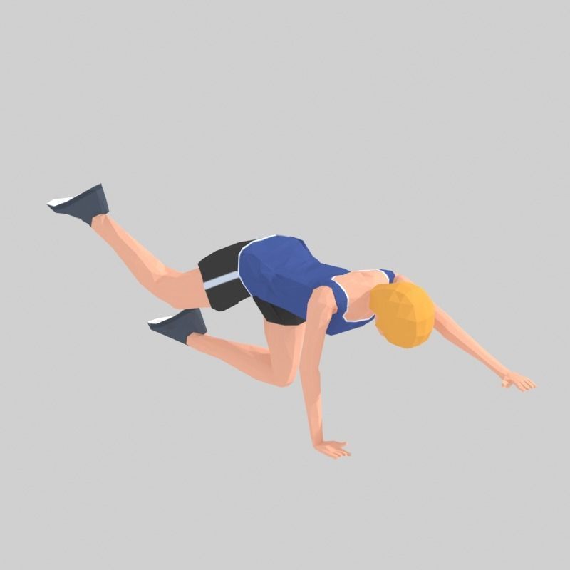 Bug  Exercise Woman Animation Low-poly 3D model_10