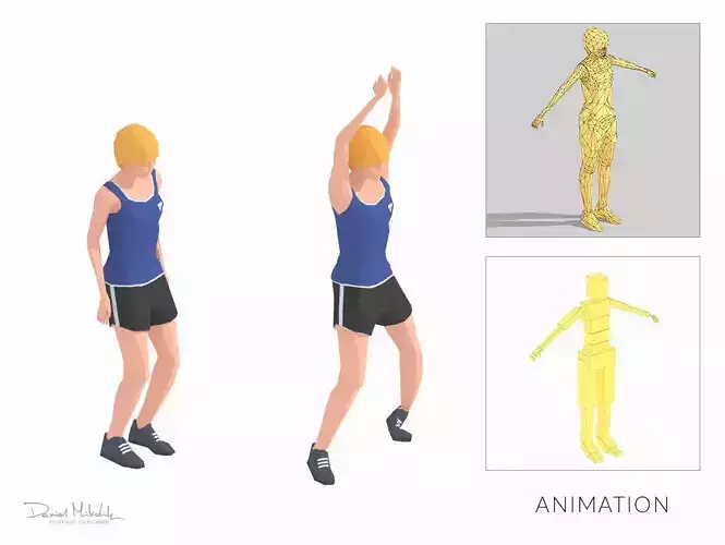Jumping Jacks Exercise woman Animation Low-poly 3D model