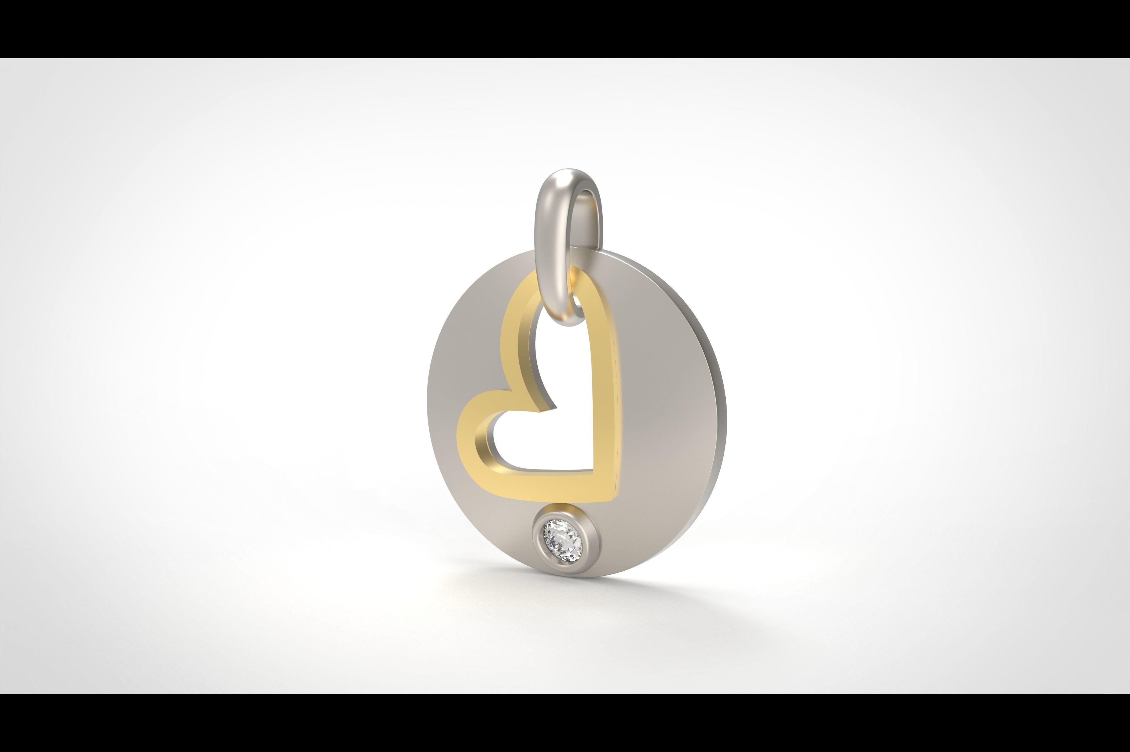 Model 328 Diamond Heart Pendant 3D print model_1