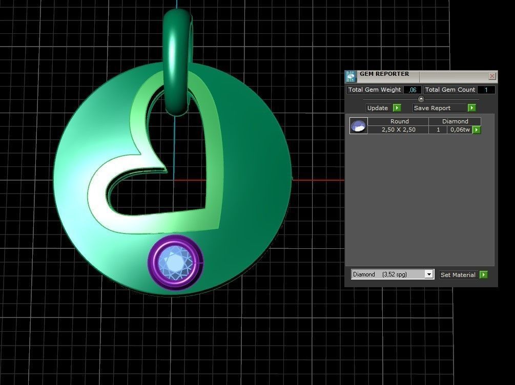 Model 328 Diamond Heart Pendant 3D print model_12