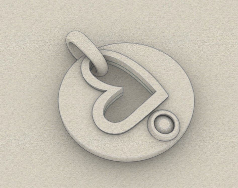 Model 328 Diamond Heart Pendant 3D print model_8