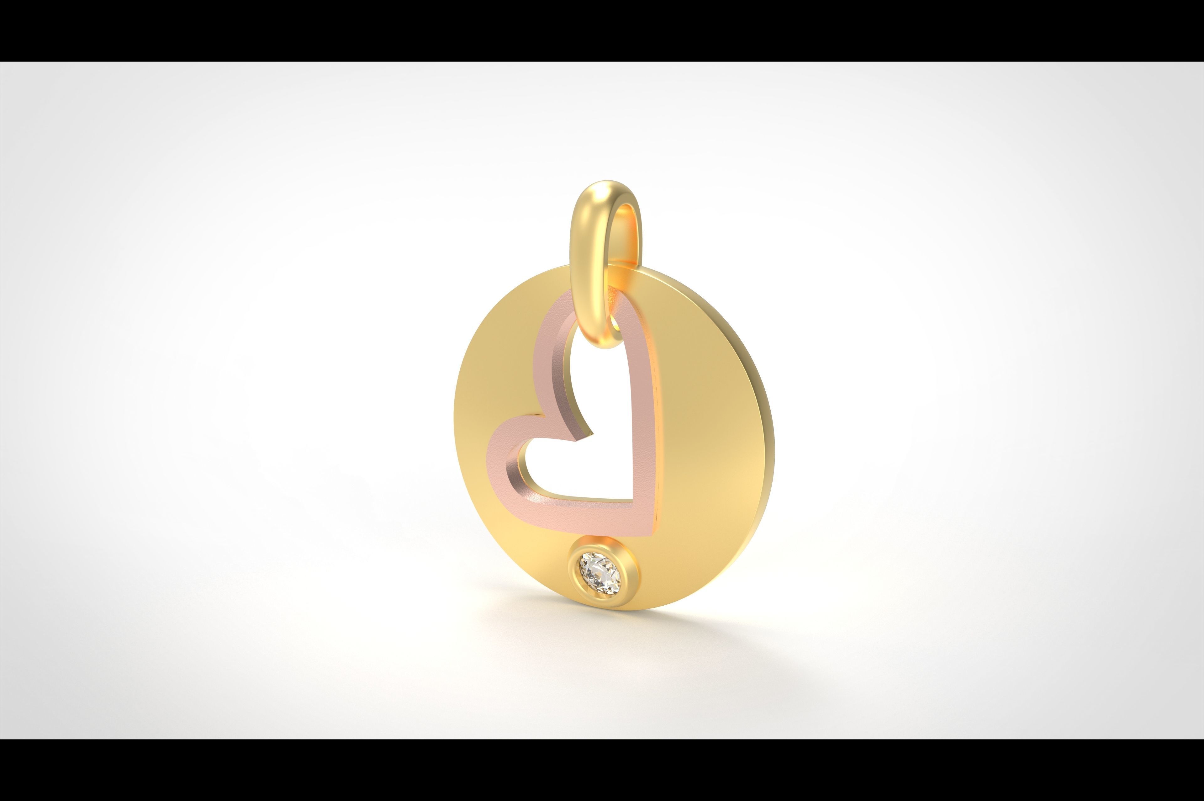 Model 328 Diamond Heart Pendant 3D print model_3