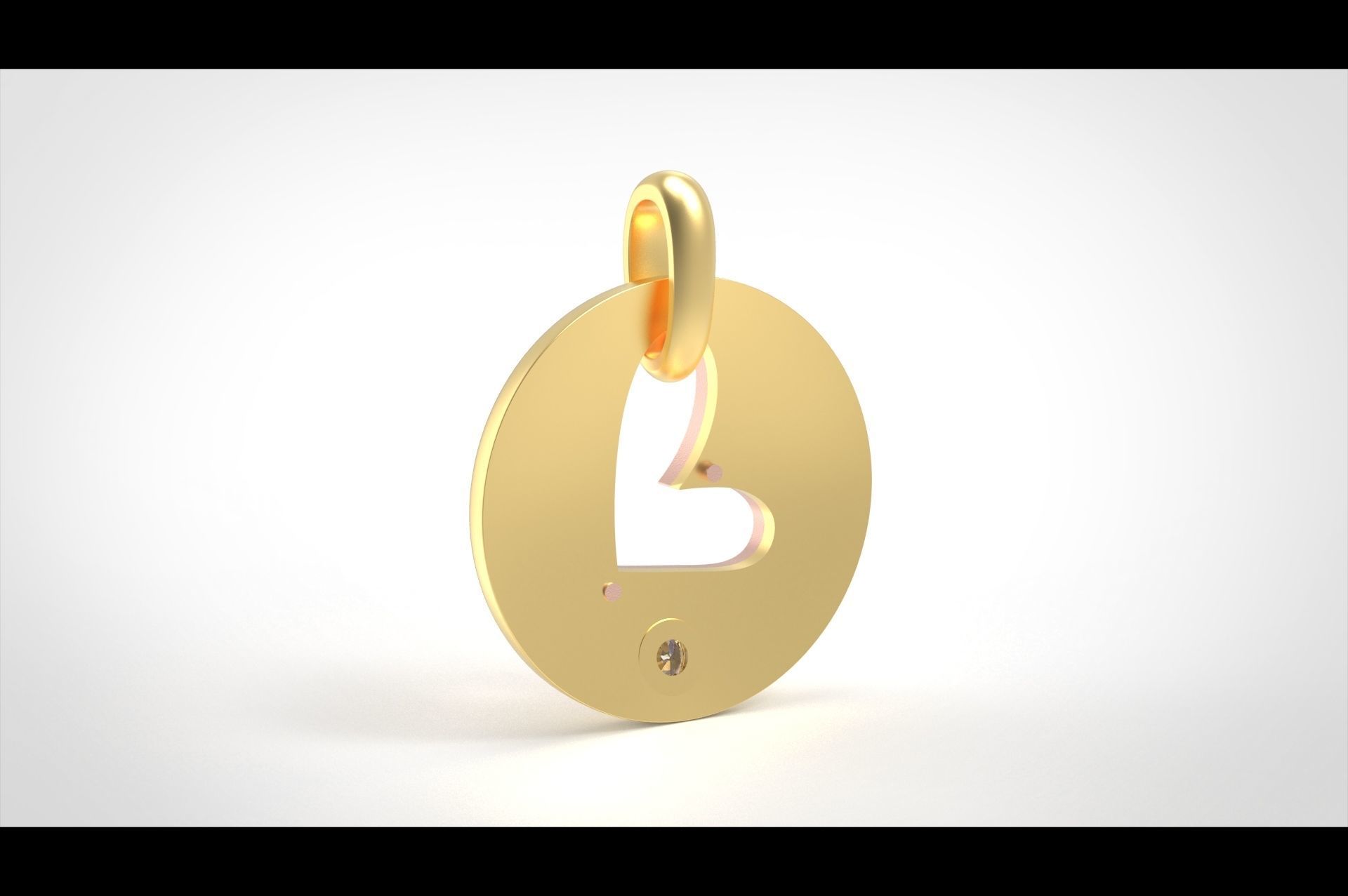 Model 328 Diamond Heart Pendant 3D print model_4