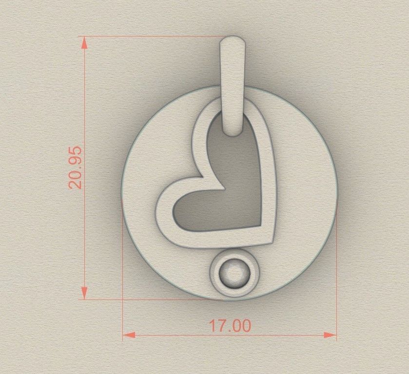 Model 328 Diamond Heart Pendant 3D print model_5