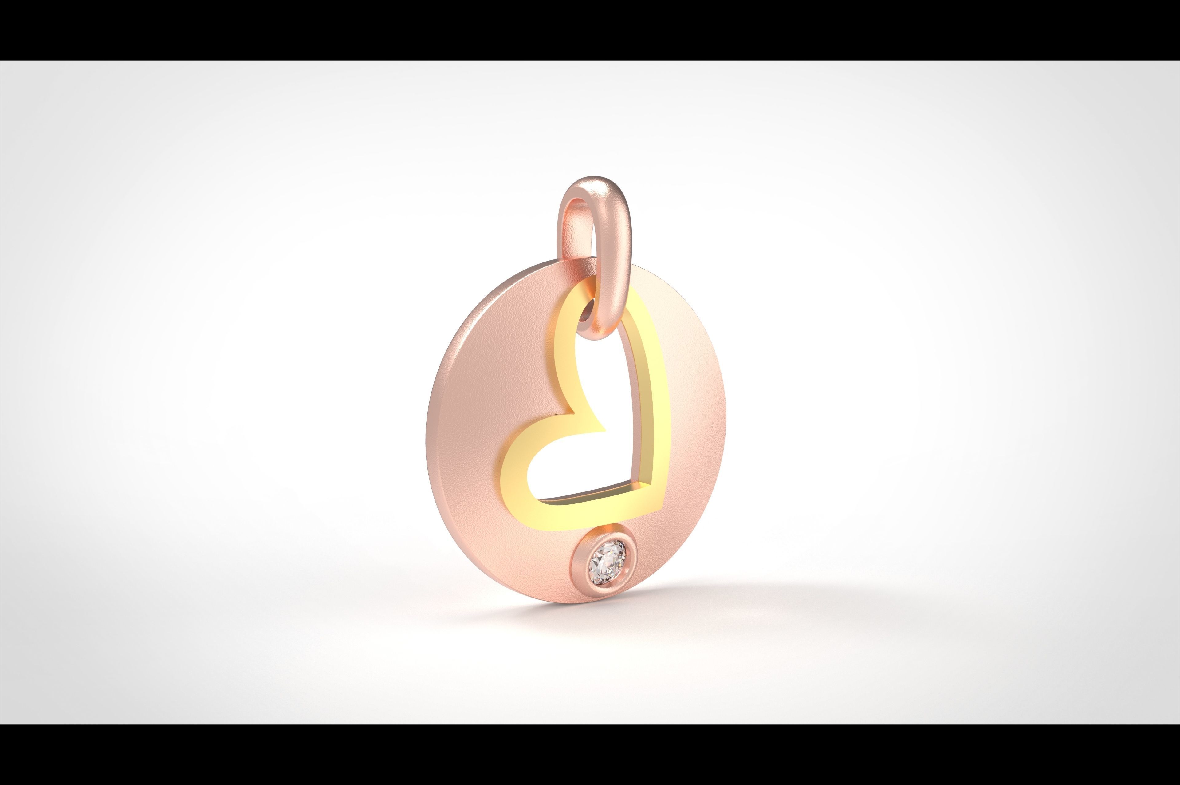 Model 328 Diamond Heart Pendant 3D print model_2