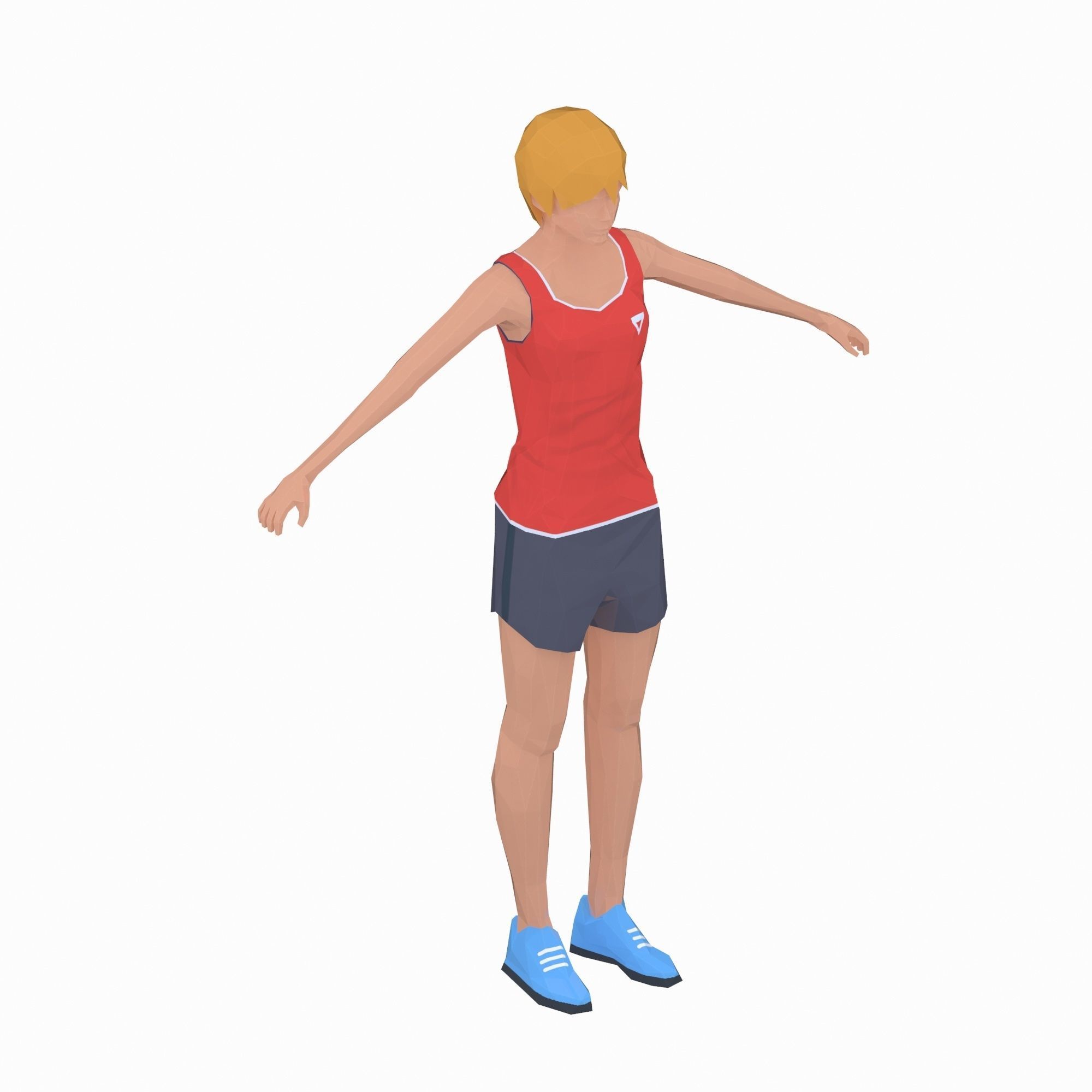 Plank  Exercise Woman Animation Low-poly 3D model_14