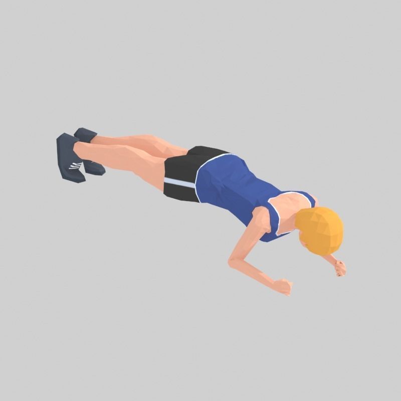 Plank  Exercise Woman Animation Low-poly 3D model_7