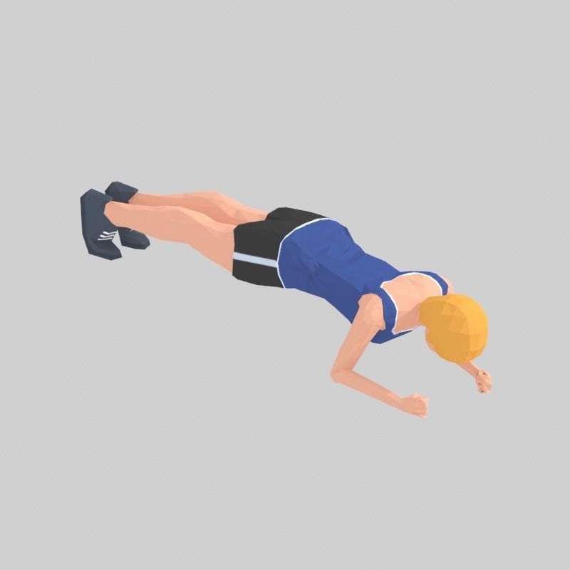 Plank  Exercise Woman Animation Low-poly 3D model_10