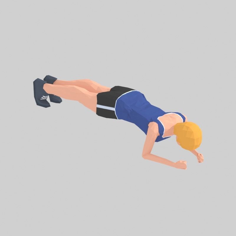 Plank  Exercise Woman Animation Low-poly 3D model_6