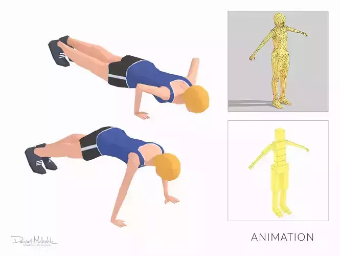 Push Up  Exercise Woman Animation