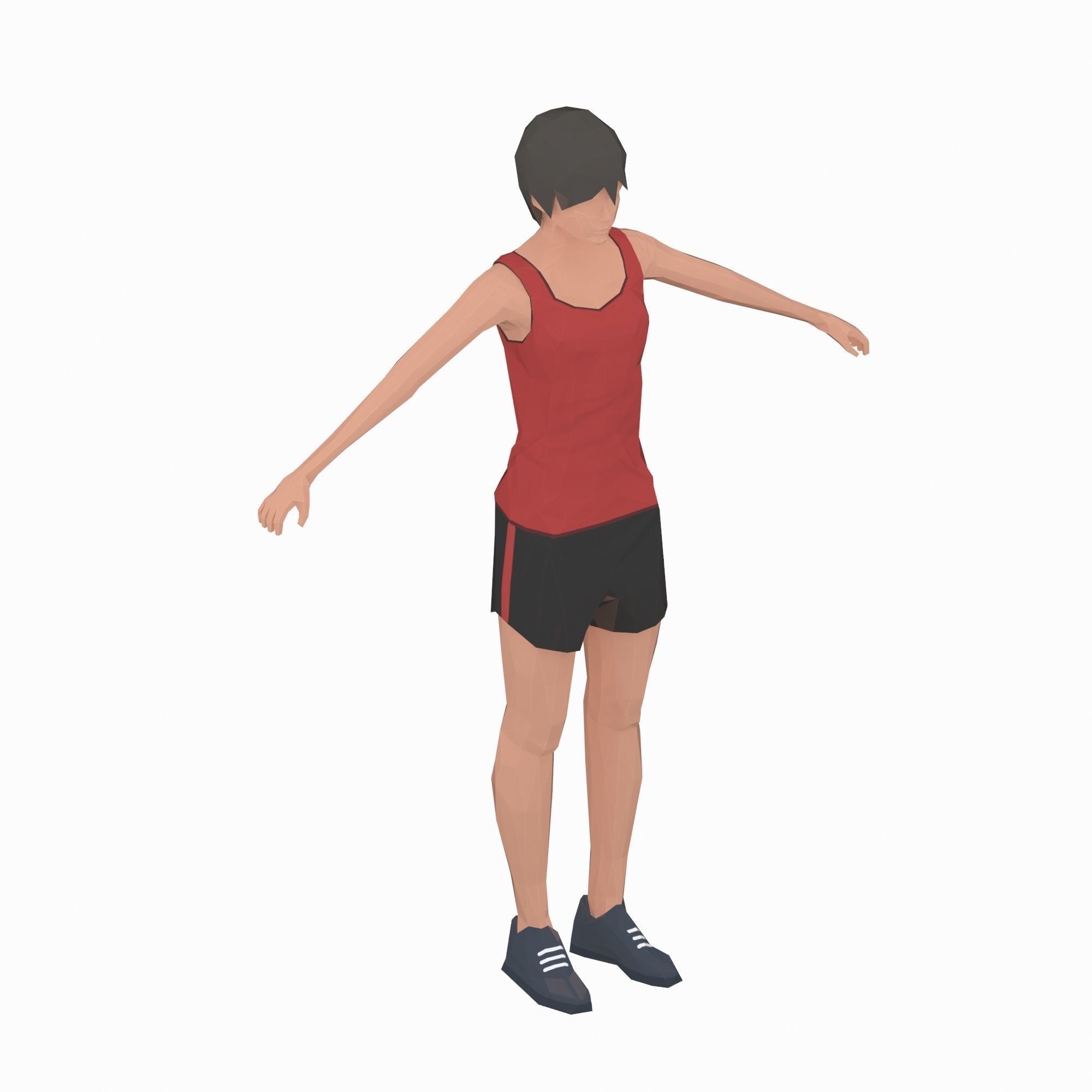 Push Up  Exercise Woman Animation Low-poly 3D model_12