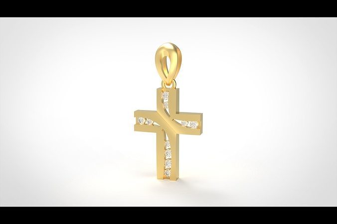 Model 330 Cross Channel Diamond Pendant  3D print model