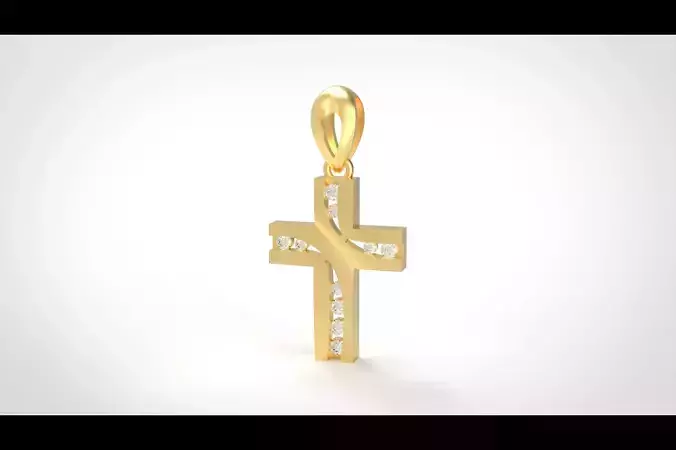 Model 330 Cross Channel Diamond Pendant 3D print model