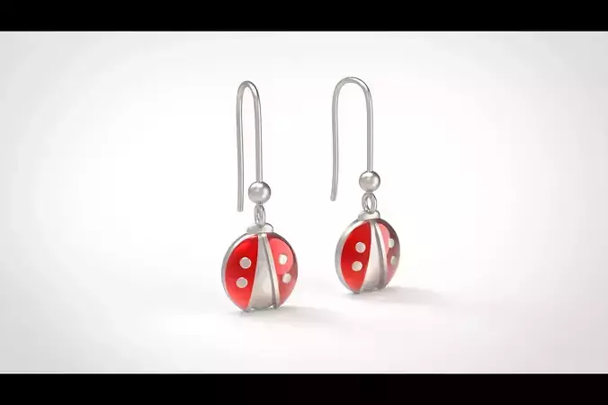 Model 331 Ladybug Enamel Earring 