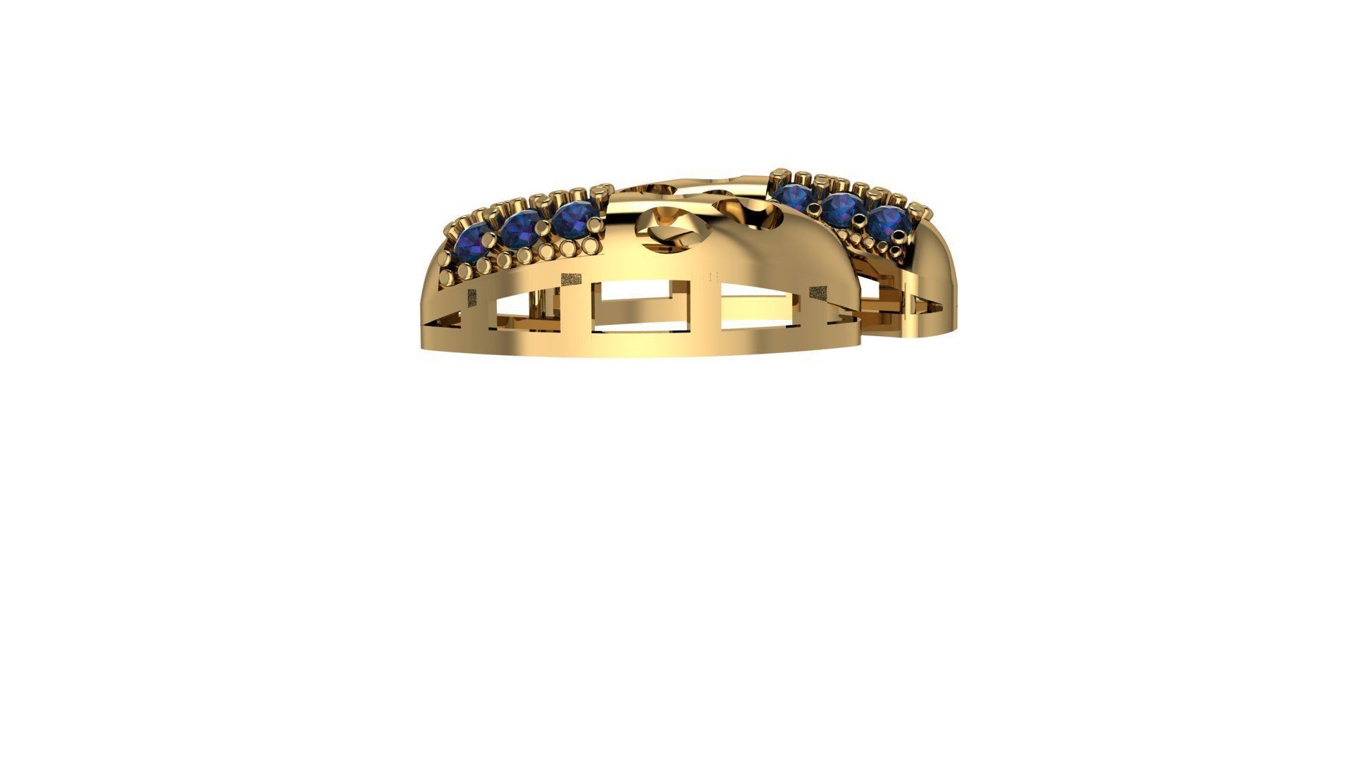 NECKLACES gold ring with sapphires 3D print model_3