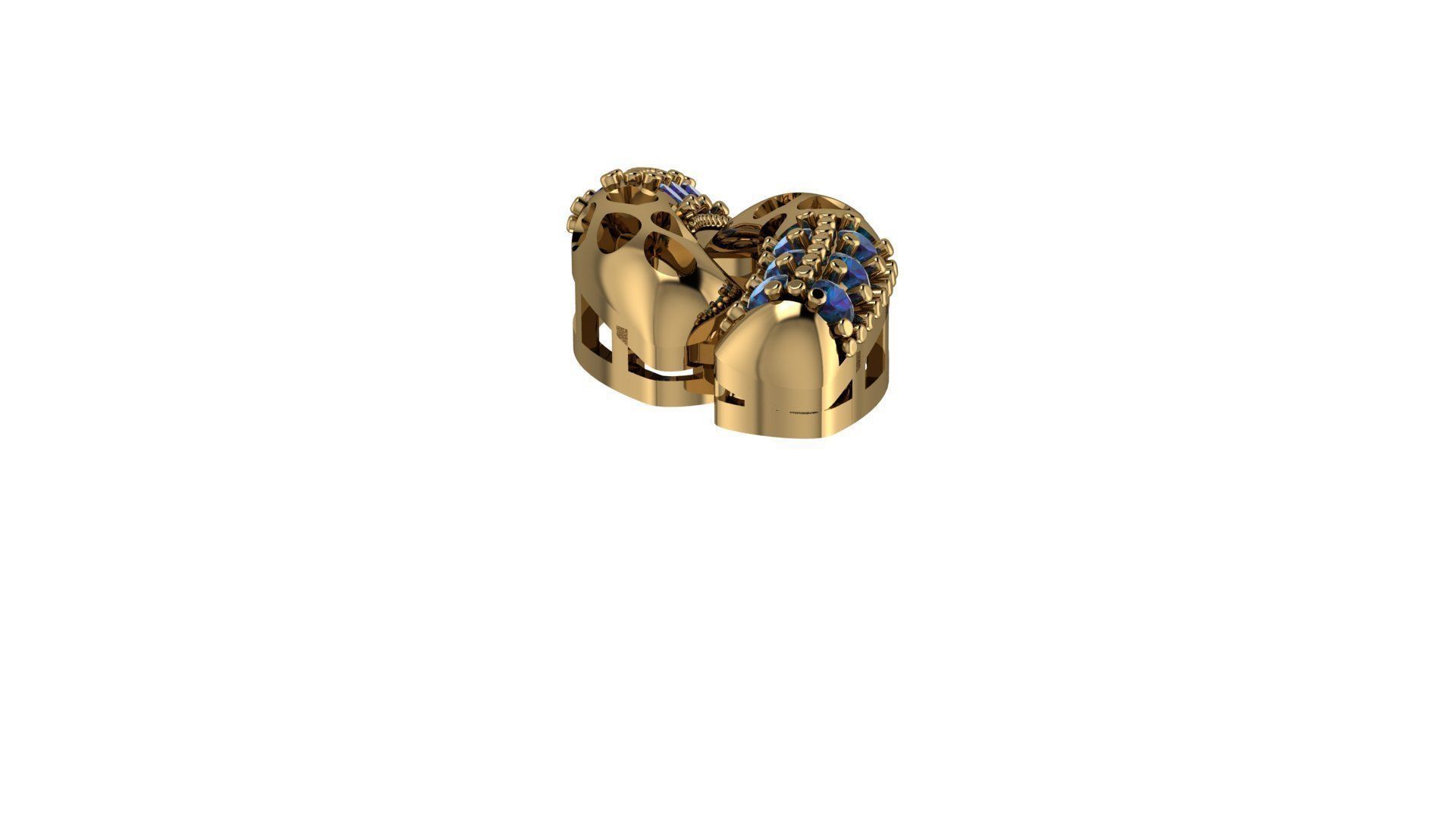 NECKLACES gold ring with sapphires 3D print model_2