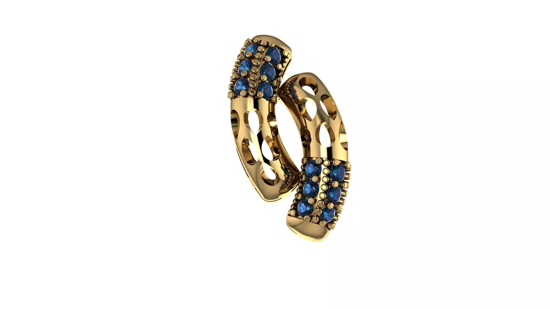 NECKLACES gold ring with sapphires 3D print model_0