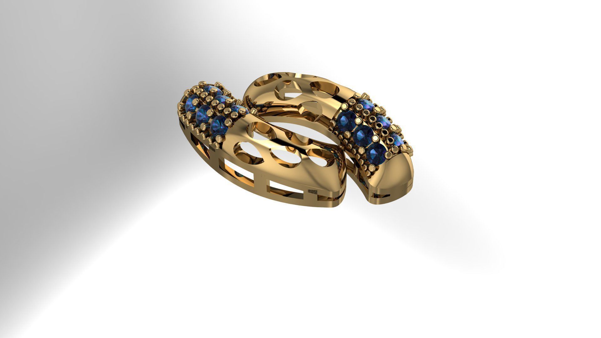 NECKLACES gold ring with sapphires 3D print model_1
