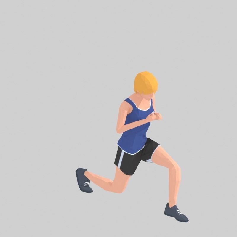 Step Front  Exercise Woman Animation Low-poly 3D model_11