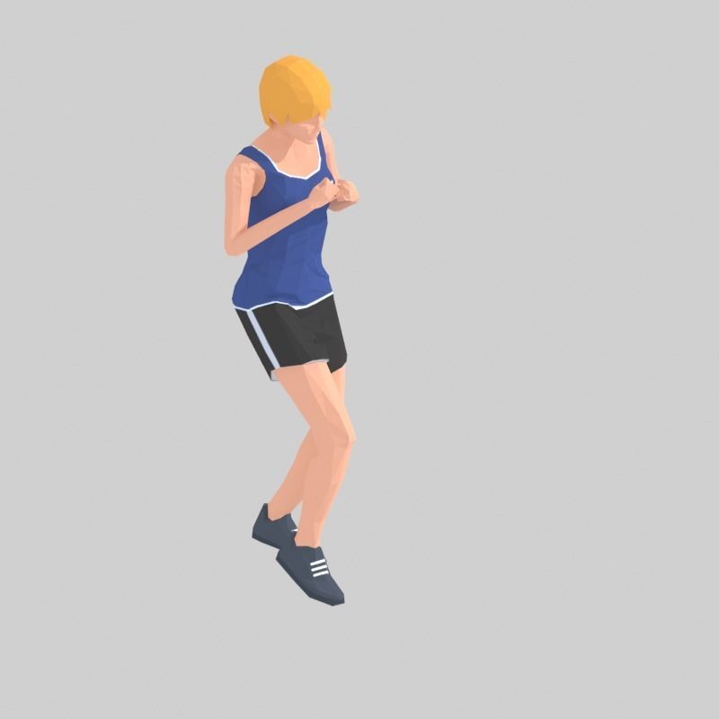 Step Front  Exercise Woman Animation Low-poly 3D model_21