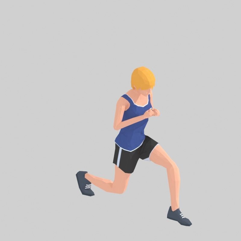 Step Front  Exercise Woman Animation Low-poly 3D model_12