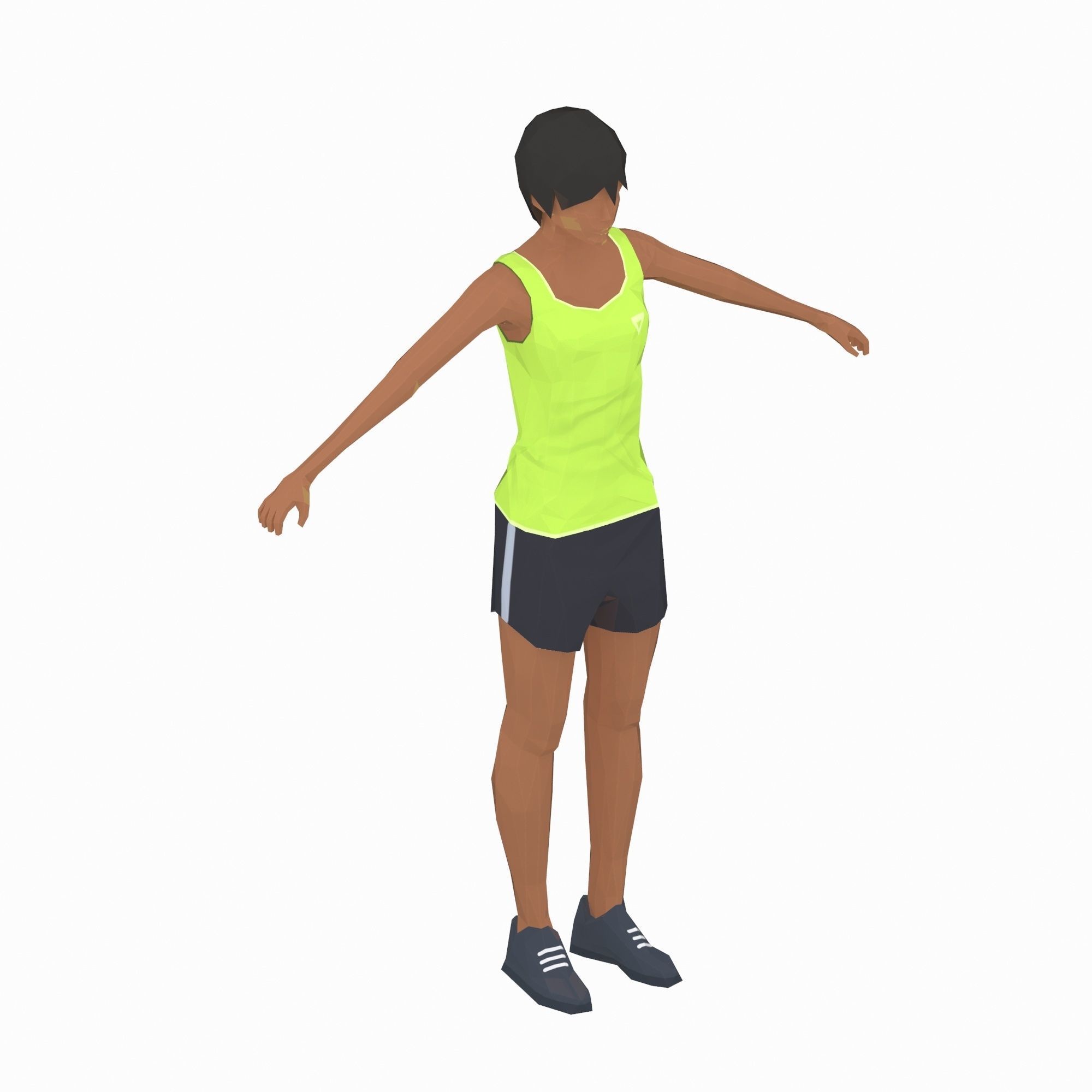 Step Front  Exercise Woman Animation Low-poly 3D model_1