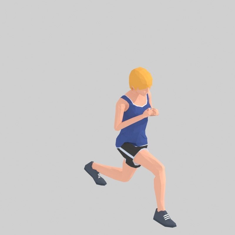 Step Front  Exercise Woman Animation Low-poly 3D model_18