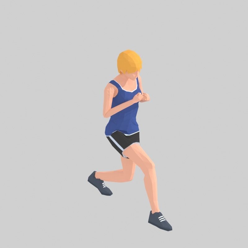 Step Front  Exercise Woman Animation Low-poly 3D model_17