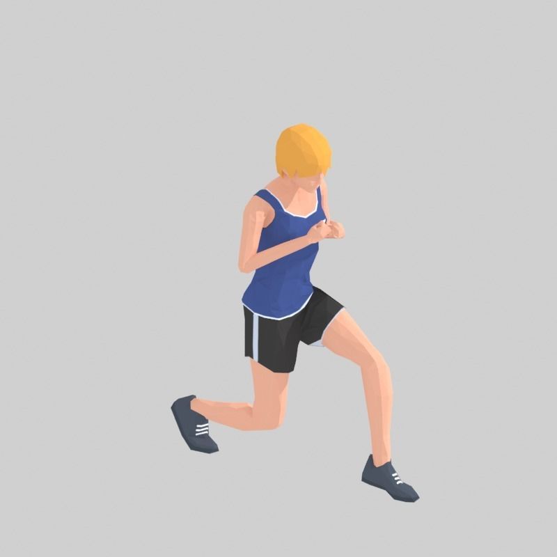 Step Front  Exercise Woman Animation Low-poly 3D model_10
