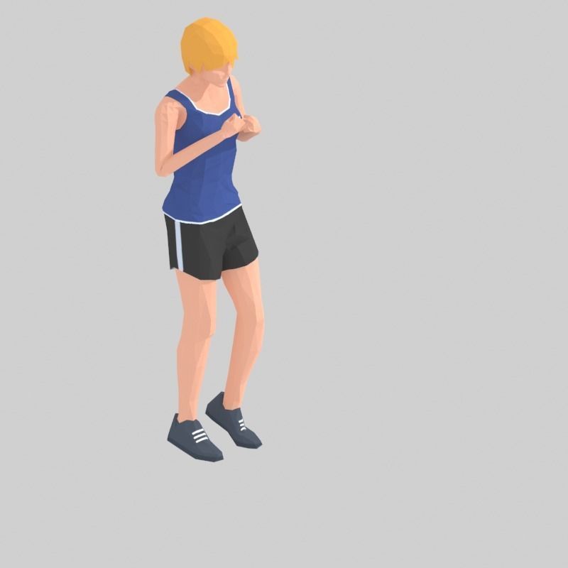 Step Front  Exercise Woman Animation Low-poly 3D model_8