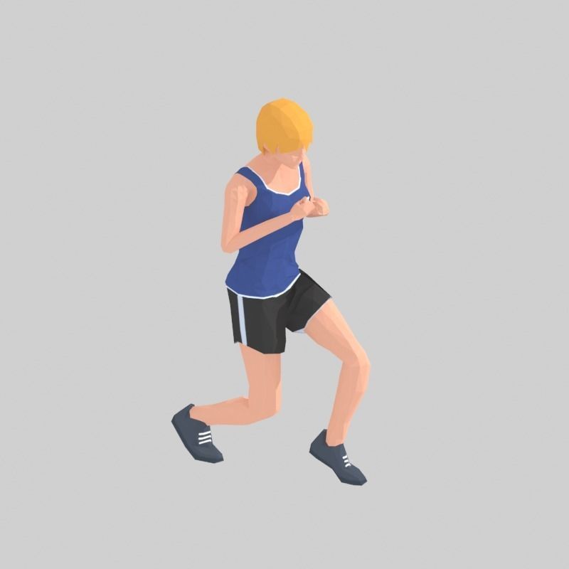 Step Front  Exercise Woman Animation Low-poly 3D model_13