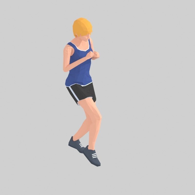 Step Front  Exercise Woman Animation Low-poly 3D model_16