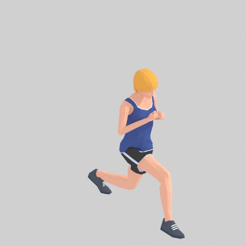 Step Front  Exercise Woman Animation Low-poly 3D model_19