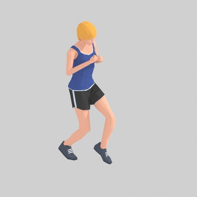 Step Front  Exercise Woman Animation Low-poly 3D model_9