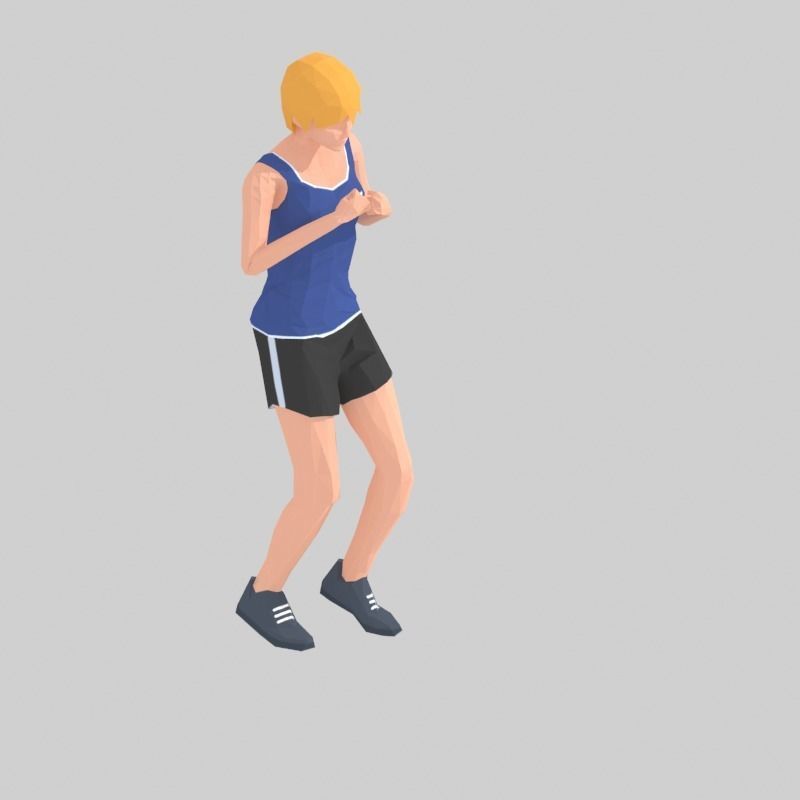 Step Front  Exercise Woman Animation Low-poly 3D model_14