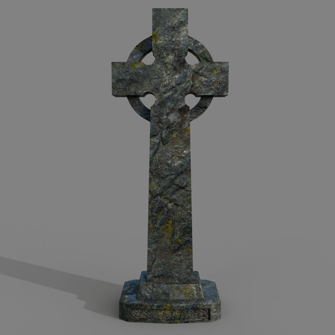 Celtic cross grave stone Low-poly 3D model_3