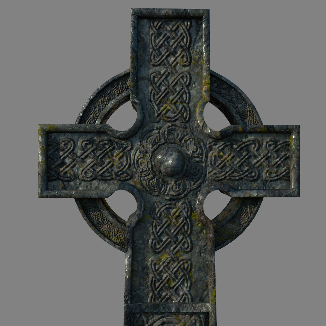 Celtic cross grave stone Low-poly 3D model_5
