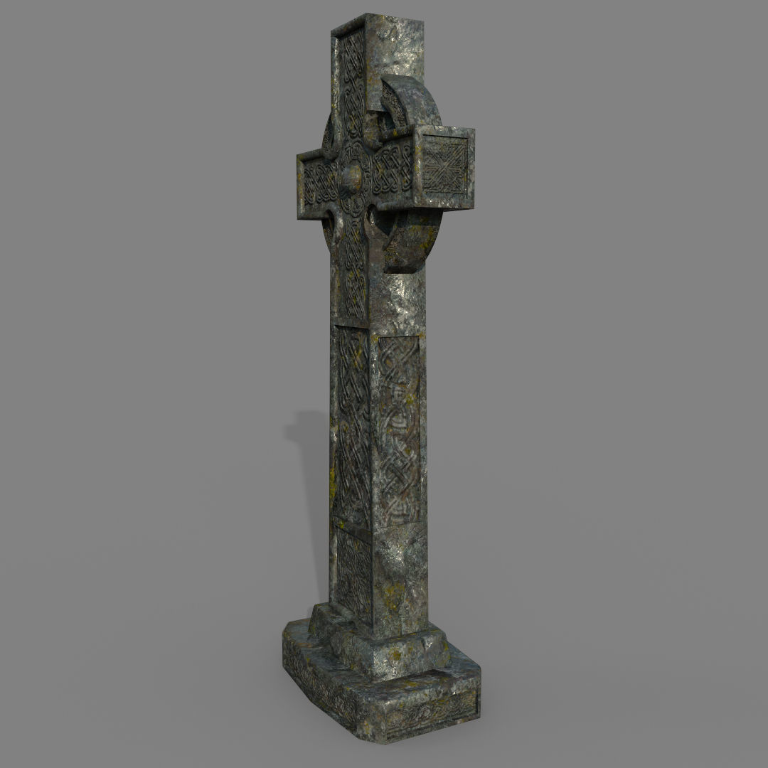 Celtic cross grave stone Low-poly 3D model_2
