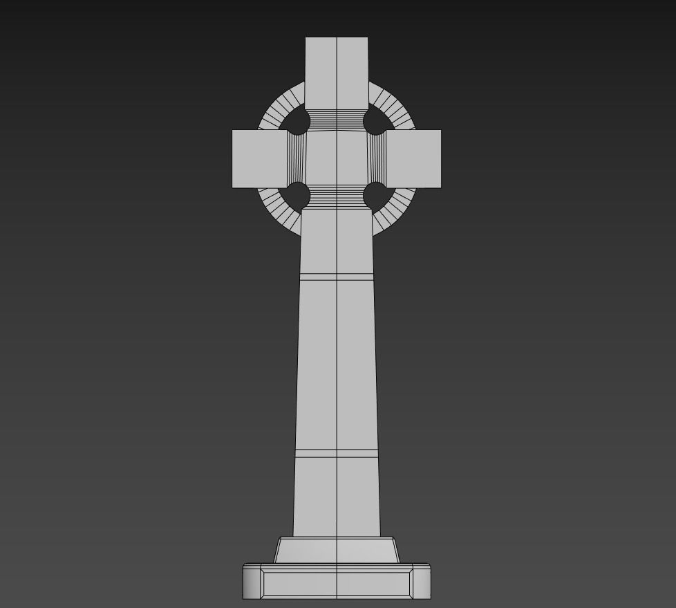 Celtic cross grave stone Low-poly 3D model_8