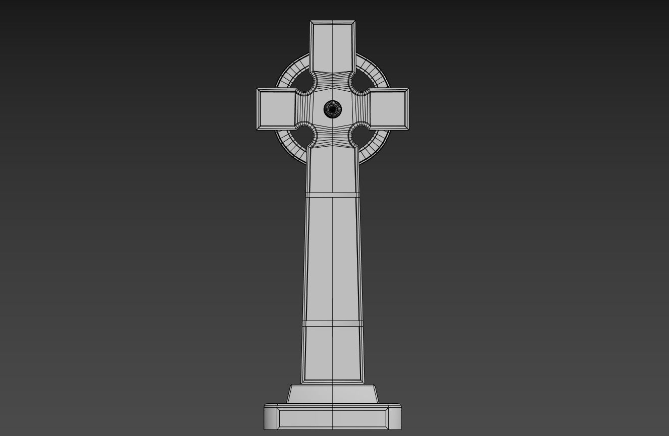 Celtic cross grave stone Low-poly 3D model_6