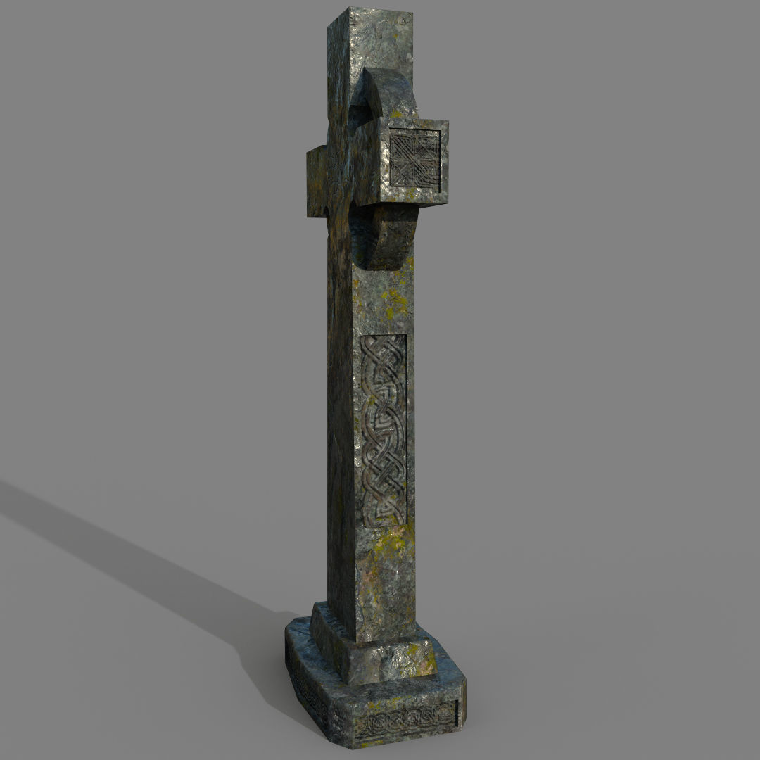 Celtic cross grave stone Low-poly 3D model_4