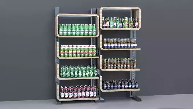 Shelves with Beer 3D model