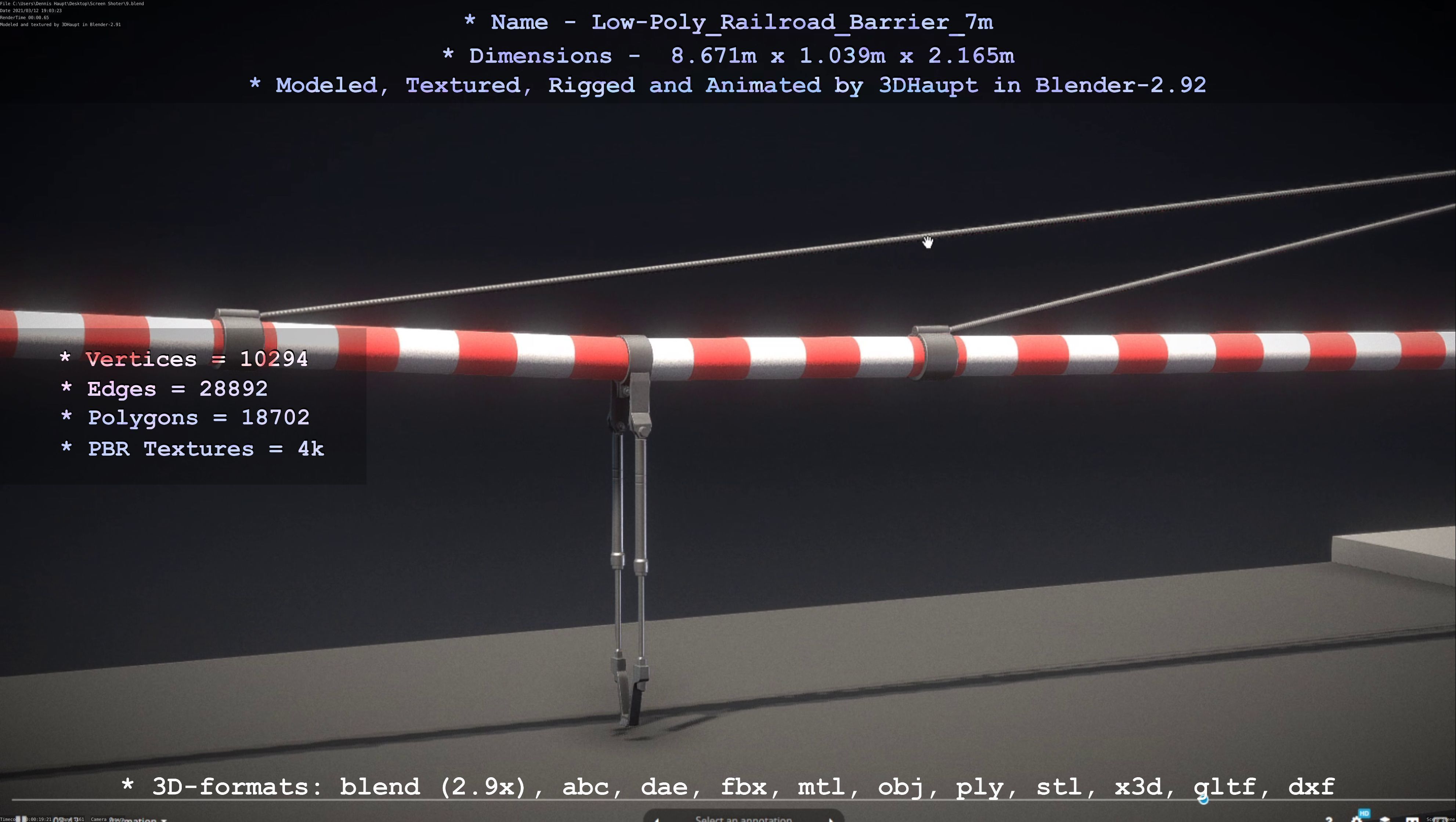 Railroad Barrier 7m High and Low-Poly Version 3D Model Collection_27