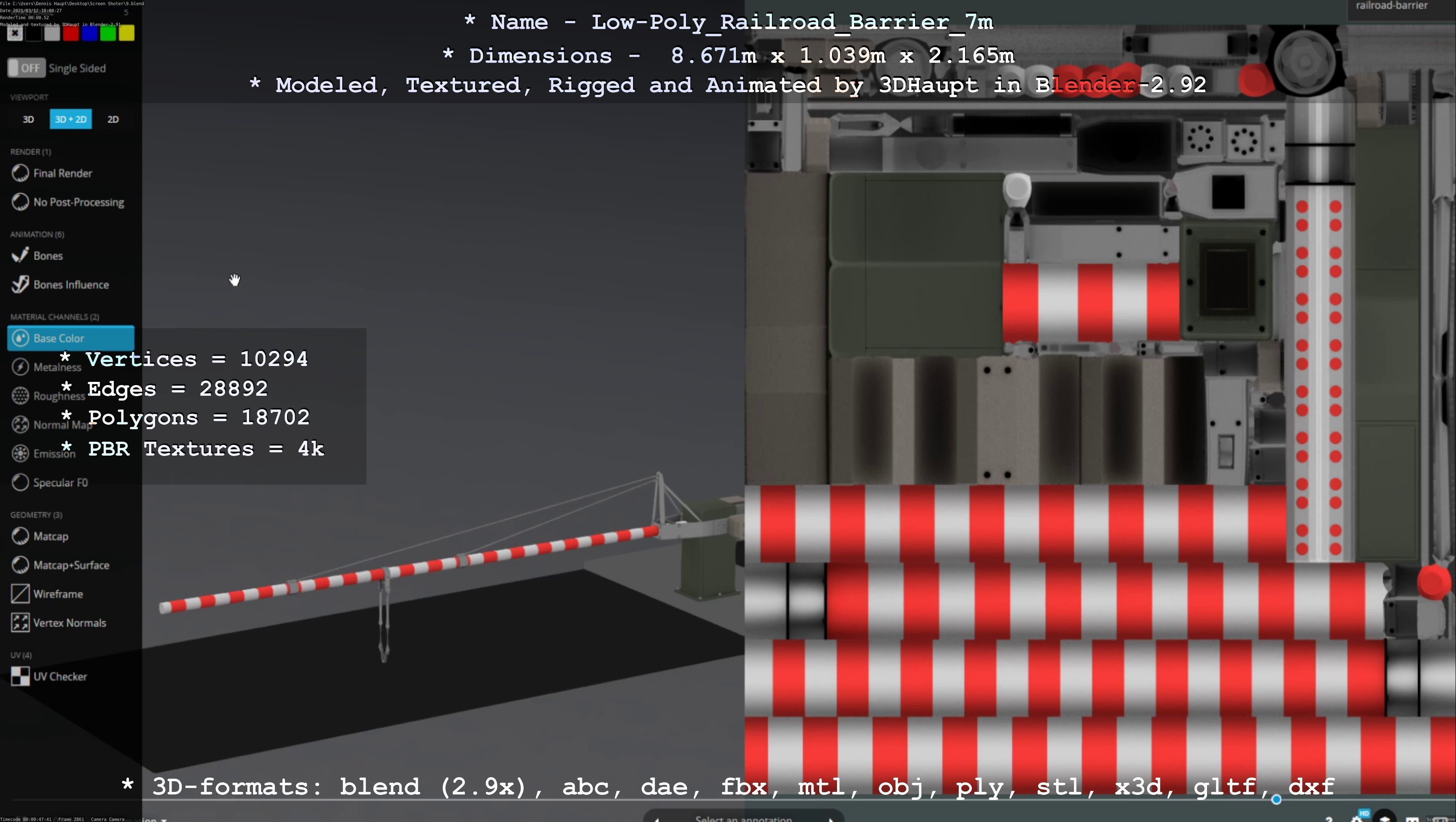 Railroad Barrier 7m High and Low-Poly Version 3D Model Collection_41