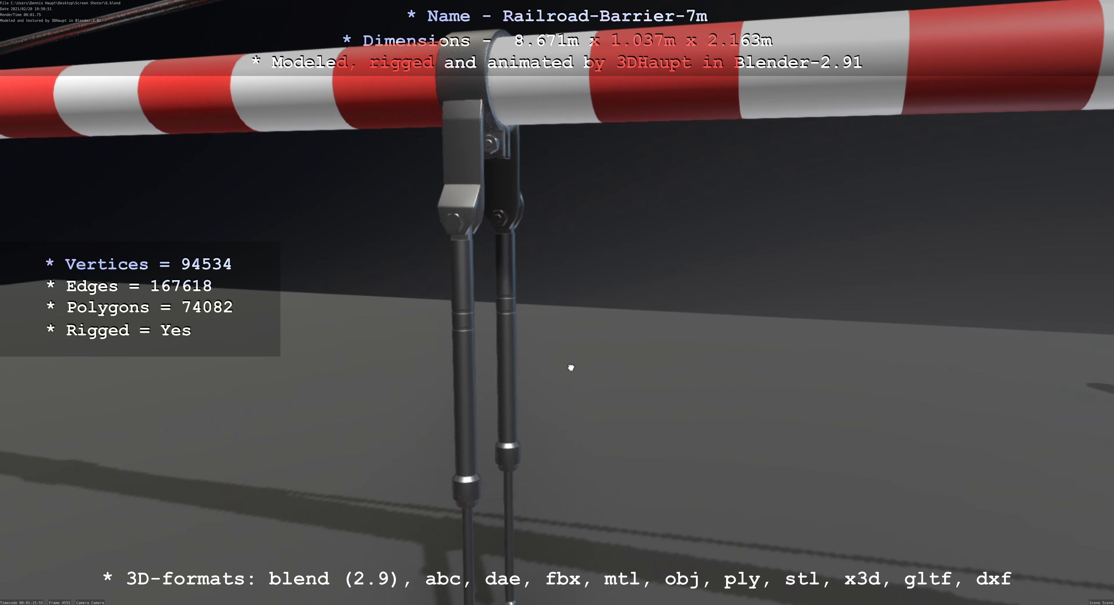 Railroad Barrier 7m High and Low-Poly Version 3D Model Collection_6